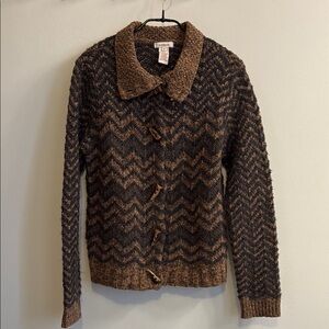 Sundance Brown Cardigan sweater with faux horn buttons